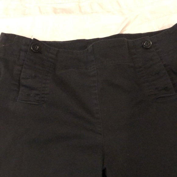Sandro Petite Black Front Button Cotton Blend Pants Size 12P - Picture 2 of 5